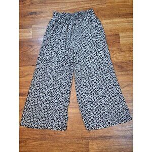 American Eagle Womens Pull On Floral Wide Leg Pants Size XS Grey‎ Casual Viscose